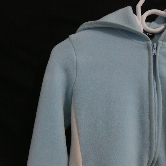 GAP | small | Light Blue Zip-Up Fleece Hoodie | White Side Panels | Zip Pockets - Picture 4 of 15